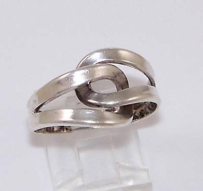 Beau Sterling Silver Bypass Crossover Ring Band Size 6.5 Adjustable