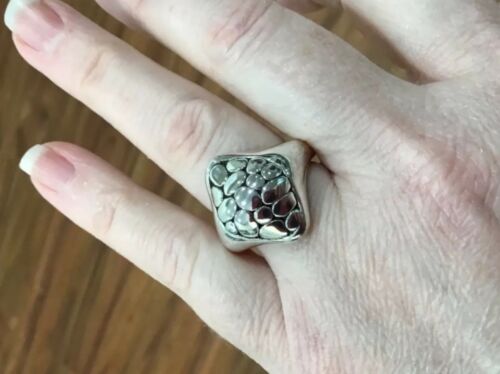 New QVC STERLING SILVER Turtle back RING Free form dome Silk Fit Texture Oxidize