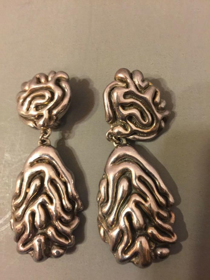 RETRO STERLING SILVER EARINGS FREE FORM