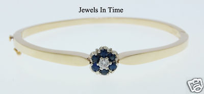 Diamond & Sapphire Bangle 14K Yellow Gold