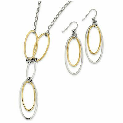 Goldia Sterling Silver & Vermeil Polished Drop Necklace & Earring Set