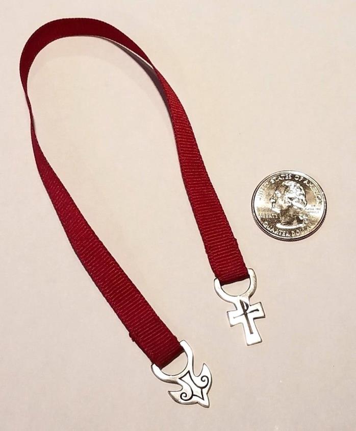 JAMES AVERY STERLING SILVER DOVE AND CROSS RED RIBBON BOOKMARK 11 1/2