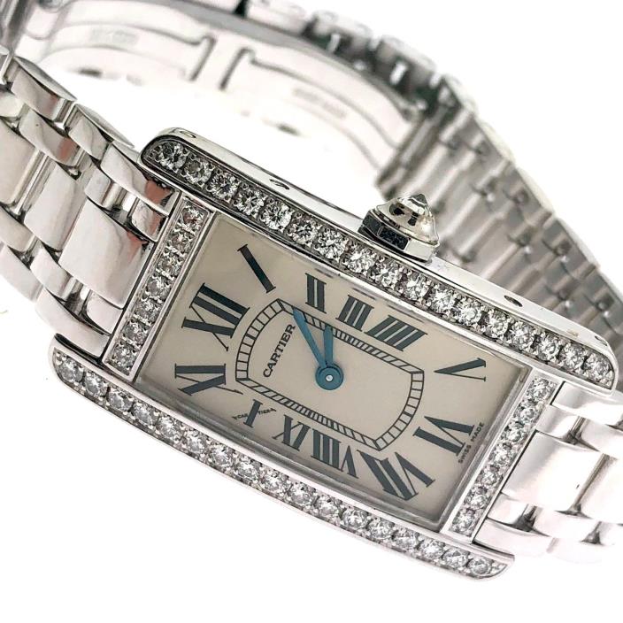 Cartier Tank Américaine 18K White Gold Diamond Watch
