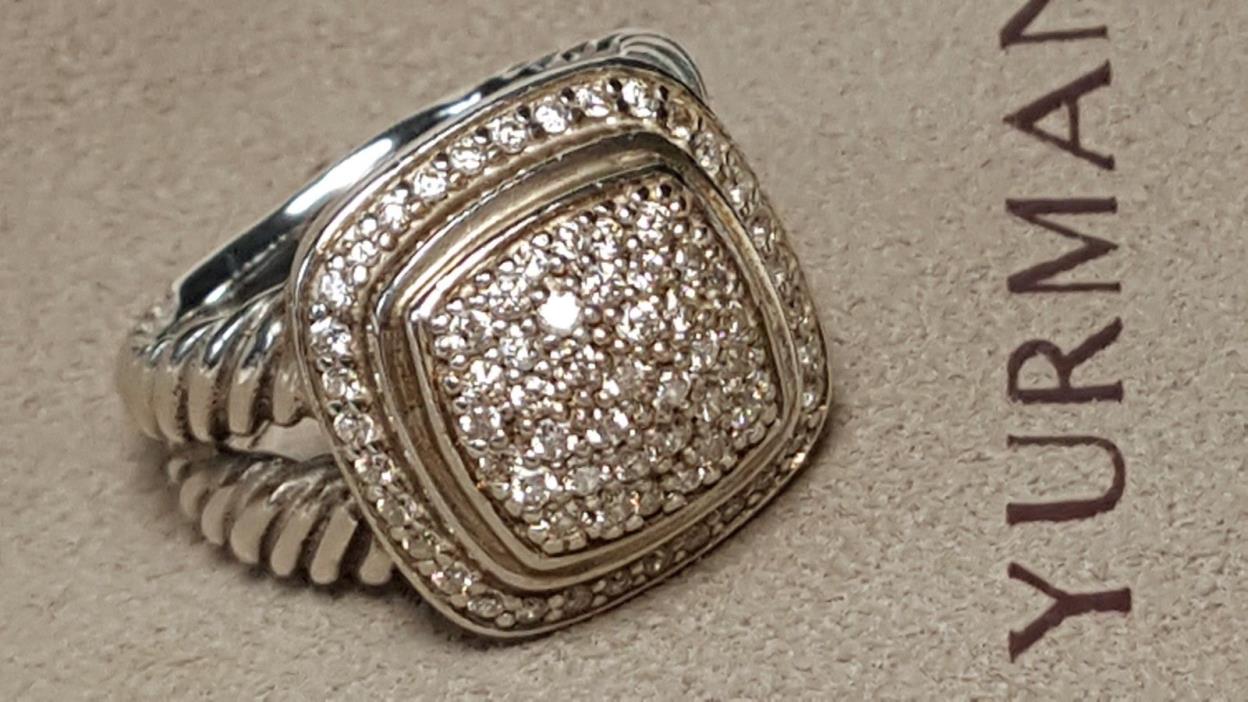 Authentic David Yurman Albion 16 MM PAVE Diamond Ring Size 6 with Pouch