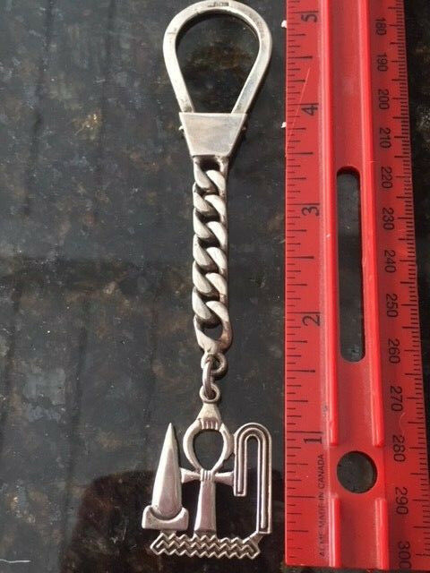 NEW Egyptian Ankh Keychain Sterling Silver Hallmark Key Ring Chain