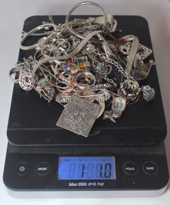 Lot Sterling Silver no Scrap all wearable 1lb 1oz 100 pieces mex,Thai, Italy, SW