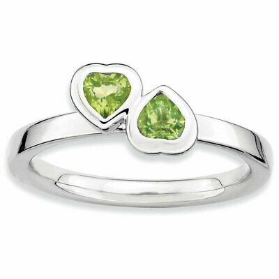 Goldia Sterling Silver Stackable Expressions Peridot Double Heart Ring