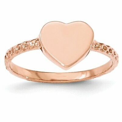 Goldia 14k Rose Gold Polished Textured Heart Ring