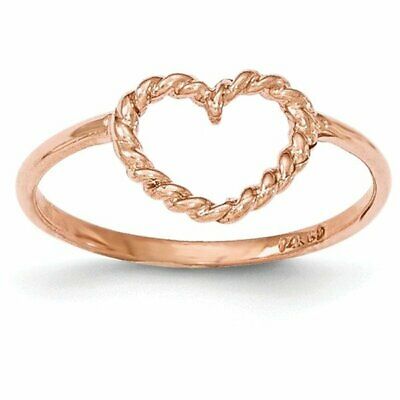 Goldia 14k Rose Gold Polished & Textured Heart Ring