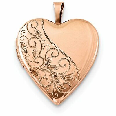 Goldia Sterling Silver Rose White Gold-Plated 20mm Swirl & Polished Heart Locket