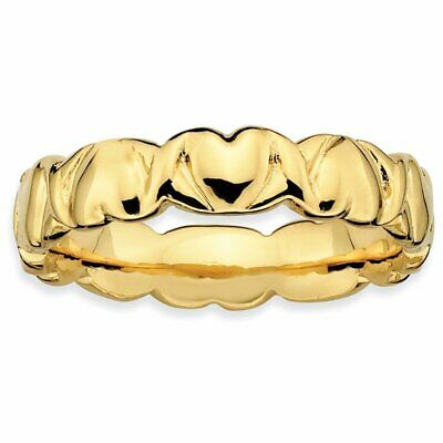 Goldia Sterling Silver Stackable Expressions Gold-Plated Hearts Ring