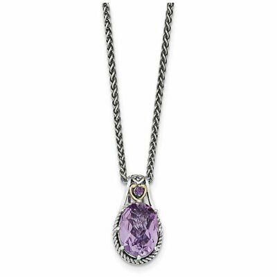 Goldia 14k Two-Tone Gold Sterling Silver With 14k Pink Quartz and Amethyst N ...