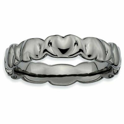 Goldia Sterling Silver Stackable Expressions Black-Plated Hearts Ring