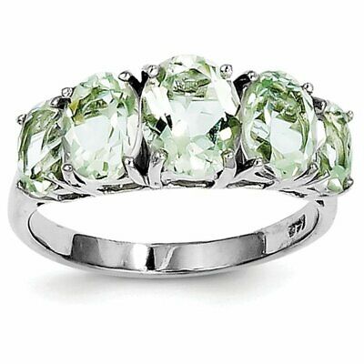 Goldia Sterling Silver Rhodium Green Quartz Ring