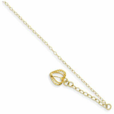 Goldia 14k Yellow Gold Oval Link Chain with D/C Open Heart Cage With 1in Ext ...