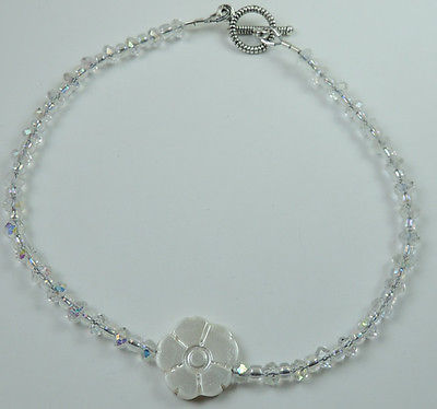 Anklet Clear Crystal  with Flower