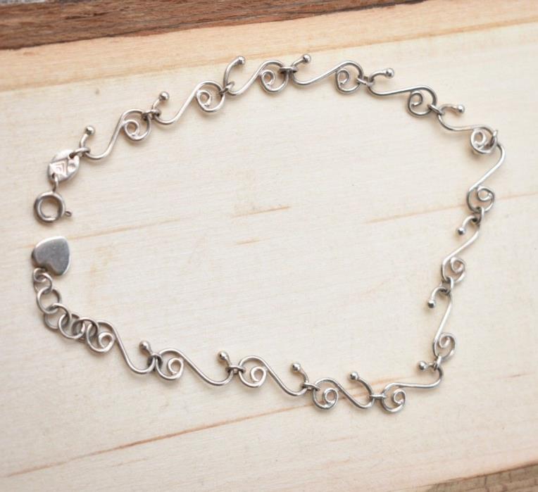 Silpada Sterling Silver Heart Charm Ankle Bracelet A0823