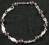 Antiqued .925 Sterling Silver Art Deco Style Red Garnet Bracelet 7 1/2