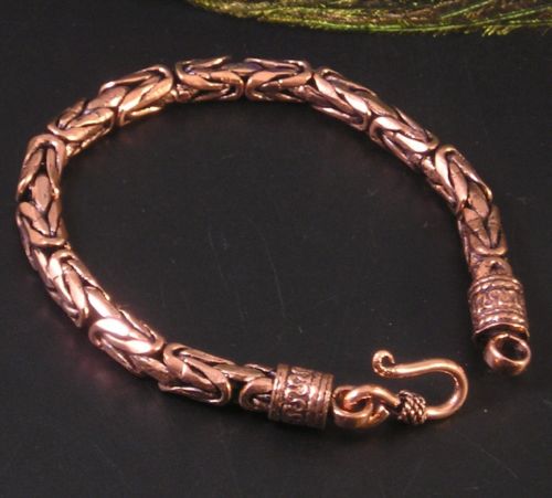 Antiqued Solid Copper Byzantine Borobudur Chain Mail Maille Bracelet 7 1/2