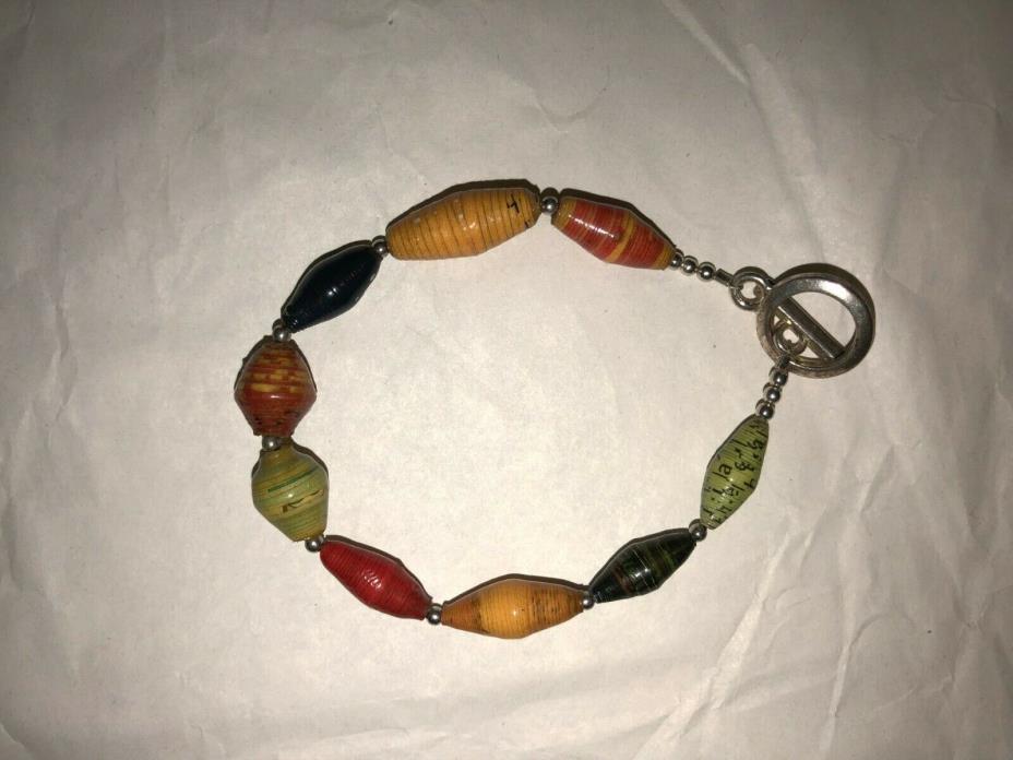 Handmade Colorful Paper Bead Bracelet