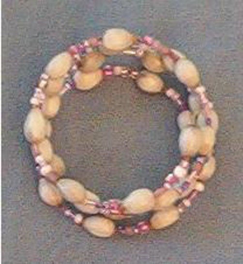 Handmade Hawaiian White Job's Tears bracelet, purple and lavender seed beads