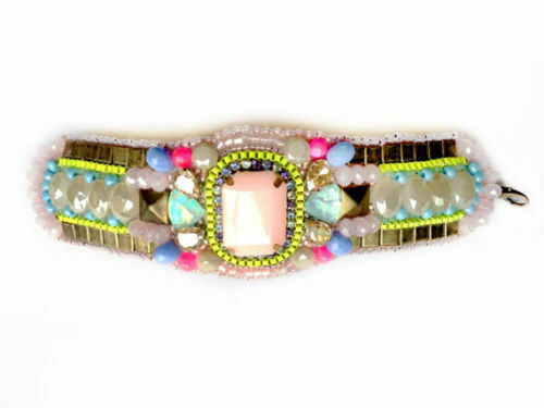 Soutache Handmade Embroidered NEON Bracelet by BLACK MARKET JEWELS, UK