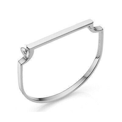 $295 New Monica Vinader Signature Thin Bangle Bracelet in Sterling Silver, Med