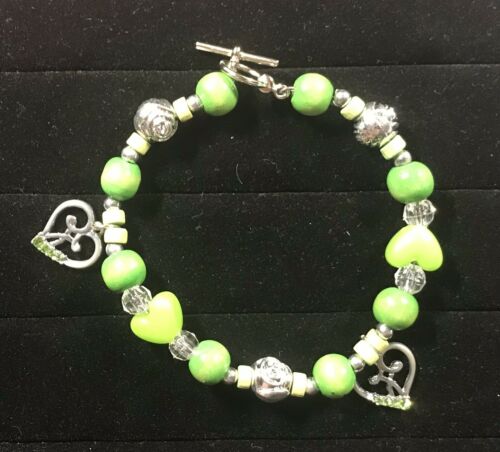 One of a Kind Handcrafted St. Patrick Day Beaded & Charmed Bracelet