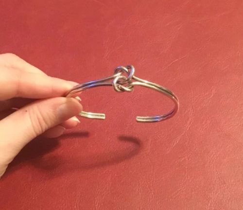 Handmade Artisan Sterling Silver 925 Intertwined Knot Pretzel Cuff Bracelet