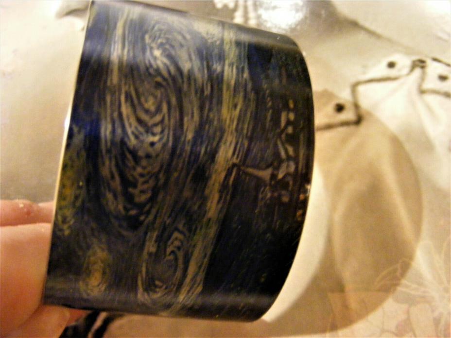 Tattooed Steel WIDE Cuff BRACELET STARRY Night Vincent Van Gogh Blue & Black