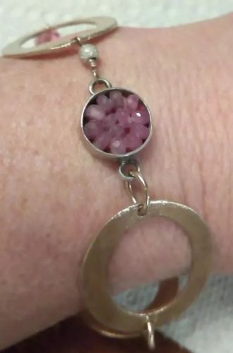 Beautiful Designer Sophia Forero Sterling Pink Sapphire Circle Bracelet