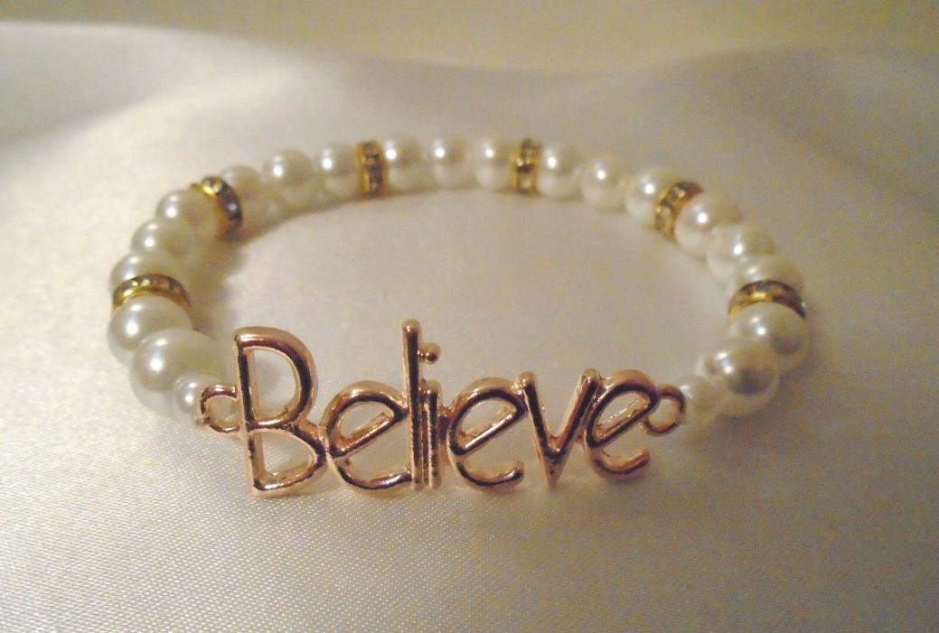Believe Faux Pearl Stretch Bracelet 8