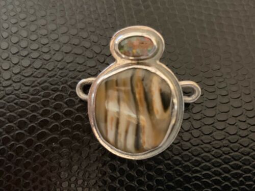 Tabra Charm, Striped Agate With Boulder Opal