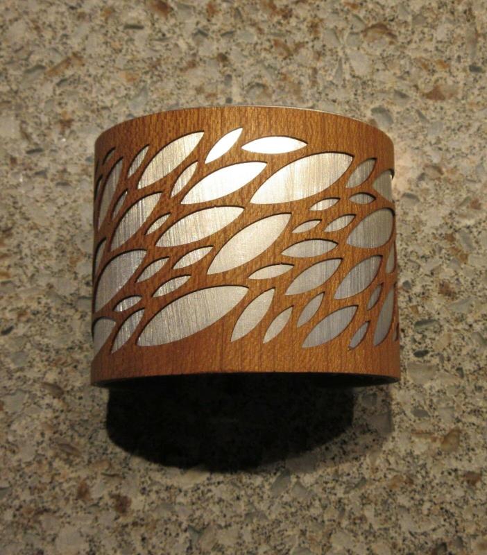JOYO Treeline & Tide Leaf Cuff lastercut bracelet Cherry & Brushed Aluminum