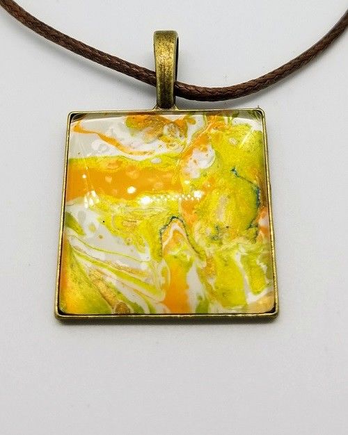 New. Art Pendant, Acrylic Fluid, unique pendant, trendy, 18