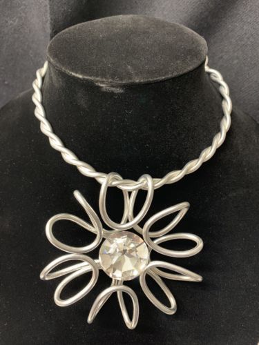 New Custom Jeff Lieb Choker Necklace Swarovski Elements Crystal Flower Design