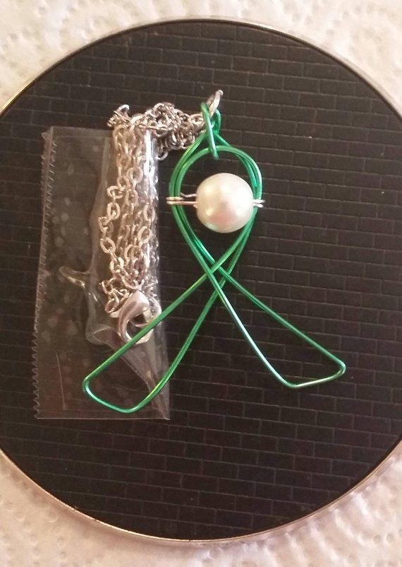Beautiful Handmade Wire Wrapped Green Awareness Necklace