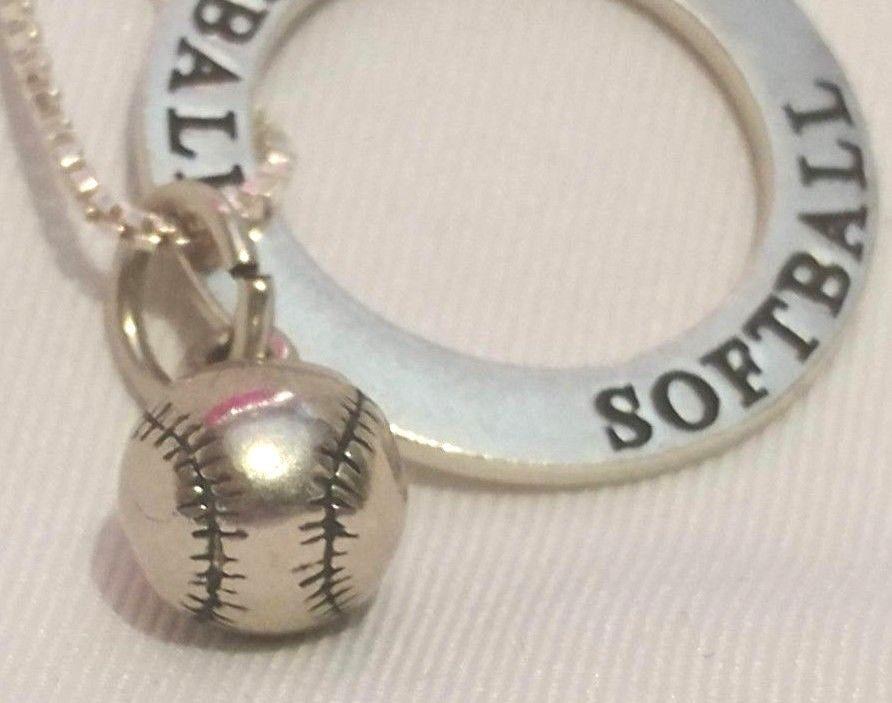 Sterling Silver I Love Softball Necklace - Great for the softball lover!