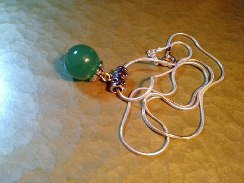 Necklace-Jade Pendant- 925 Stamped Sterling Silver