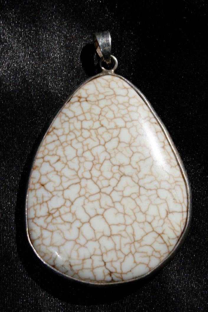 White Howlite Cabochon Silver Wrapped Ready to Cord