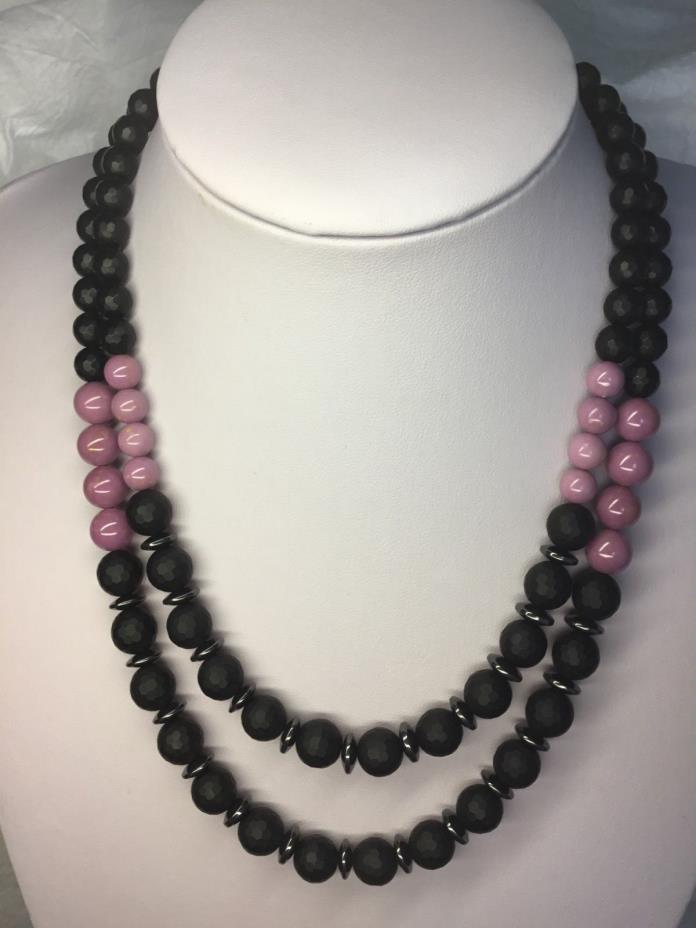 gorgeous high quality micro faceted matt black Onyx and natural Phosphosiderite