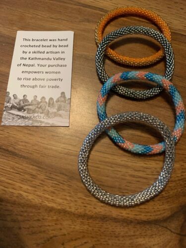 Sasha Glass Seed Bead Roll On Crochet Bracelet From Nepal