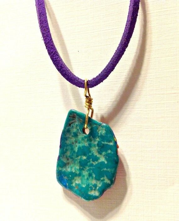 Turquoise Nugget Necklace Handpainted Cactus- Handcrafted Jewelry
