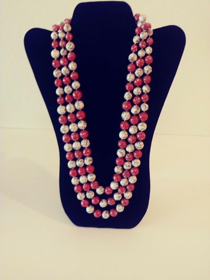 Women's 3 strand necklace stone type beads 15