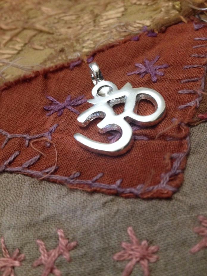 Silver Plated Metal OM Symbol Pendant