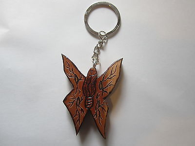 HOMEMADE ONE OF A KIND CHERRY WOOD BUTTERFLY KEY CHAIN