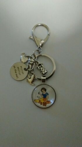 HAND-MADE DISNEY SNOW WHITE CHARMS SILVER keychain/purse dangle