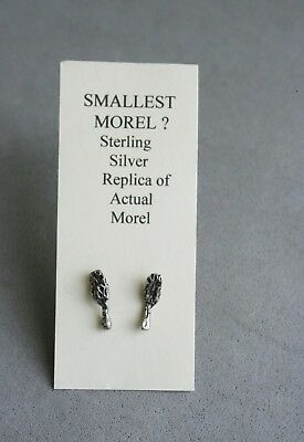 Sterling Silver Morel Morels Stud Earrings Mushroom Hand Crafted 3/8