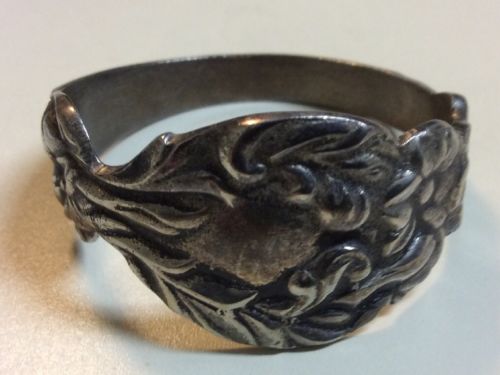 Vintage Scarf Ring Made From Silver Plate Spoon ornate detailed