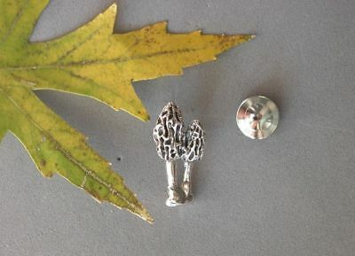 Sterling Silver Morel Mushroom Pin--Double Morels Handcrafted 1